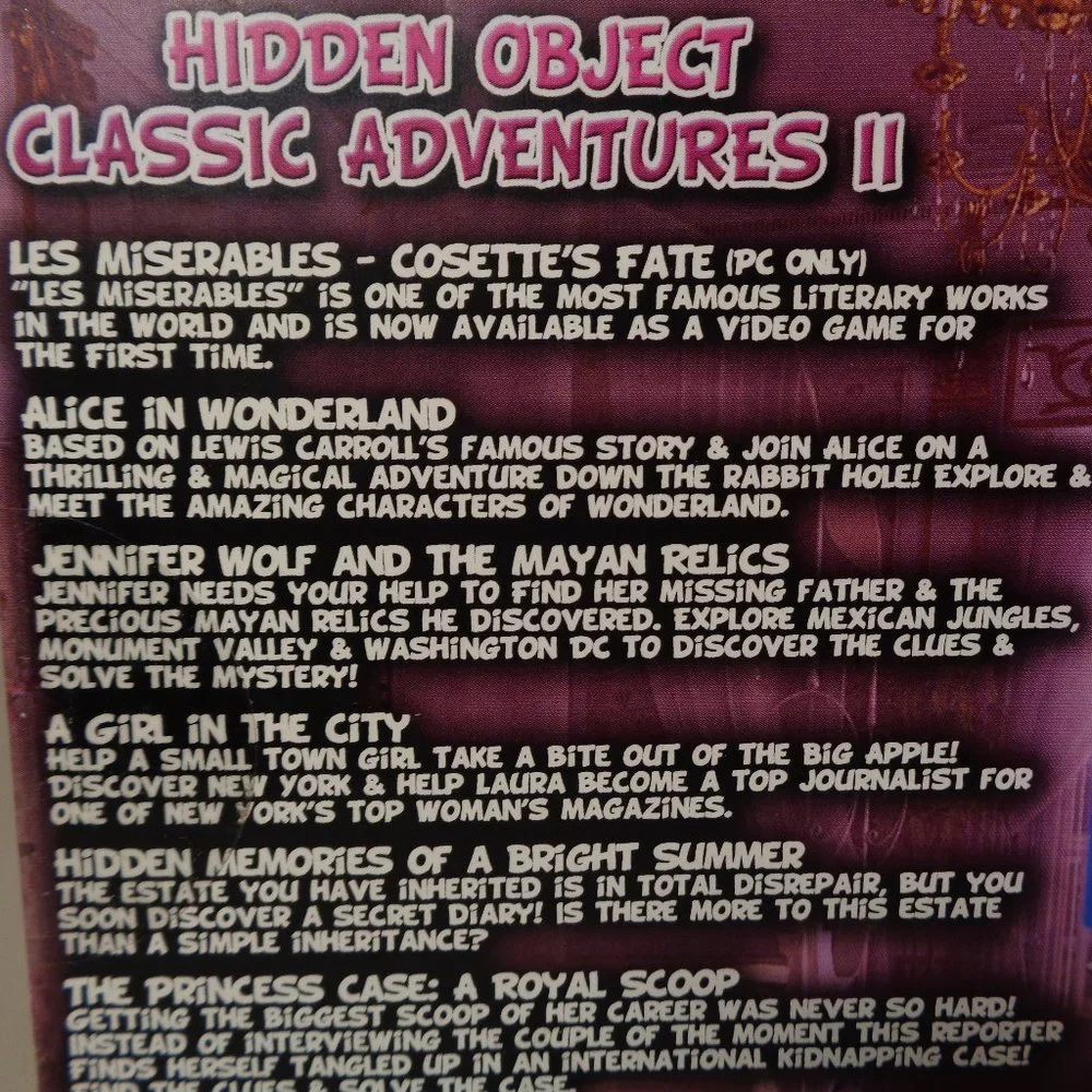 HIDDEN OBJECT CLASSIC ADVENTURES II 6 Pack New PC WIN MAC DVD-ROM Video Game